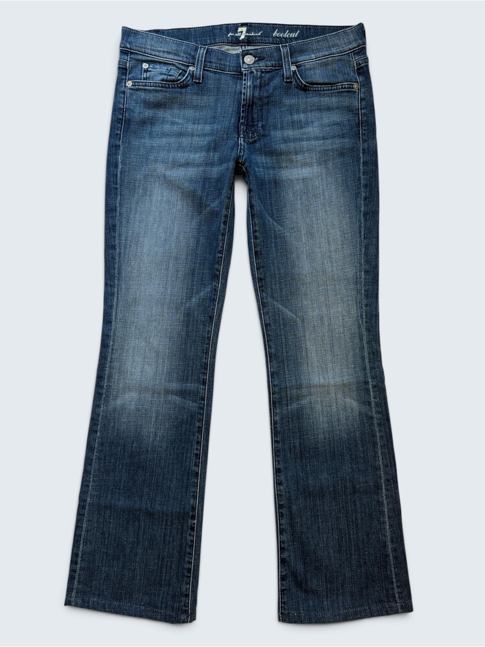 7 For All Mankind Vintage Bootcut Jeans Size 29 Squiggle Pocket Y2K - Picture 3 of 16